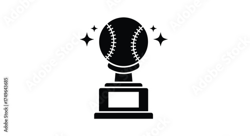 A triumphant baseball trophy stands proudly as a symbol of victory.