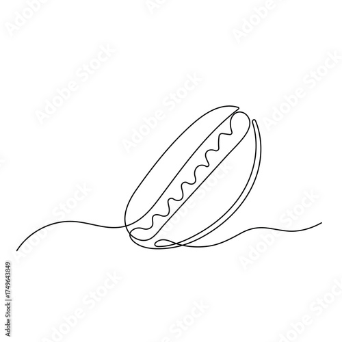 Long loaf bread icon  continuous one line drawing  outline vector illustration