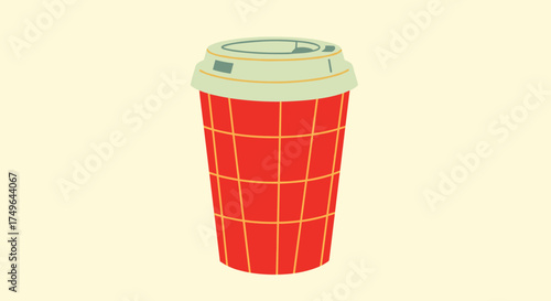 A simple red cup with a light green lid.