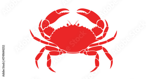 A vibrant red crab silhouette against a pure white background.