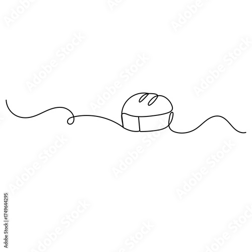 Long loaf bread icon  continuous one line drawing  outline vector illustration