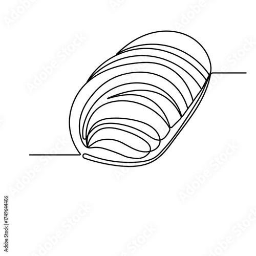 Long loaf bread icon  continuous one line drawing  outline vector illustration