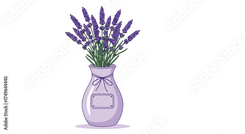 A lovely vase filled with fragrant purple lavender flowers.