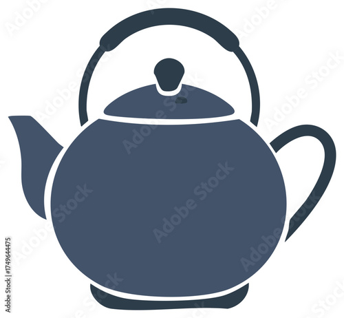 Classic blue teapot icon, vector illustration of a kettle for brewing tea