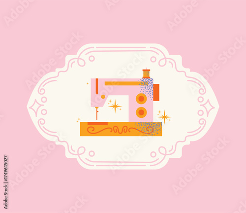 Sewing Machine. Flat vector illustration Handicraft and DIY concept