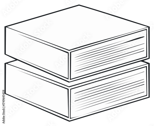 Two stacked books with simple line art style, education and knowledge concepts