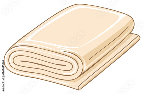Stacked Beige Fabric Vector Illustration of Folded Cloth Isolated on White Background