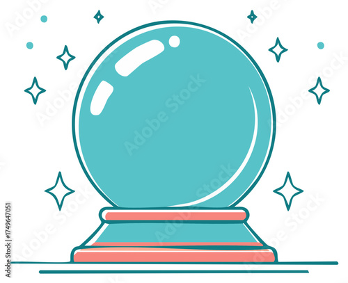 Stylized crystal ball illustration with glowing stars for future predictions