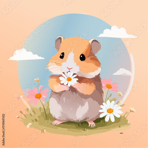 Hamsterbaby auf der Blumenwiese
