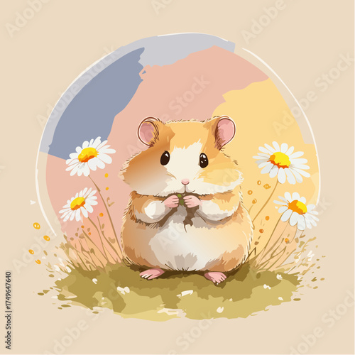 Hamsterbaby auf der Blumenwiese