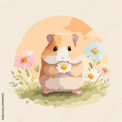Hamsterbaby auf der Blumenwiese