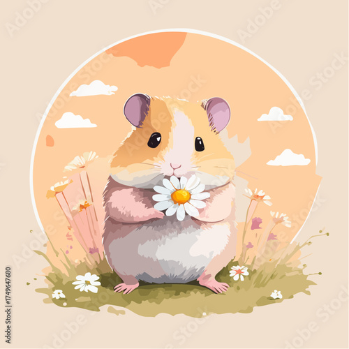 Hamsterbaby auf der Blumenwiese