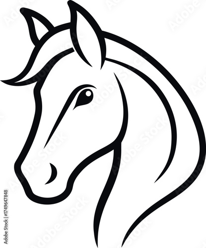 Stylized Horse Head Profile Line Drawing for Emblem and Artistic Use