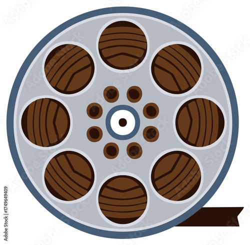 Vintage Movie Film Reel Graphic Illustration for Classic Cinema and Entertainment Concepts