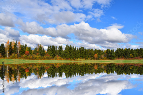 Refet on the lake in autumn, Sainte-Apolline, Québec, Canada