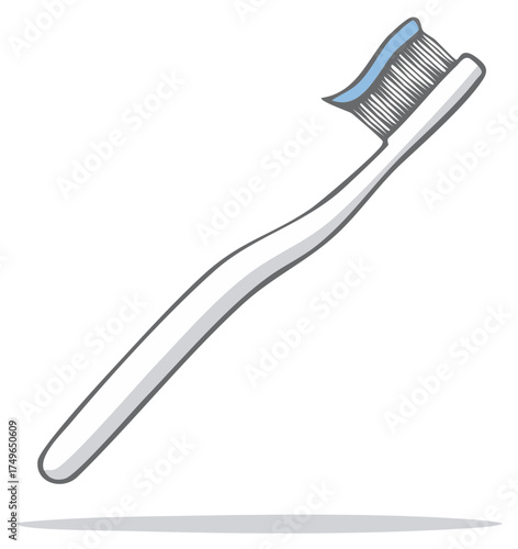 Clean toothbrush with blue toothpaste ready for dental hygiene routine illustration
