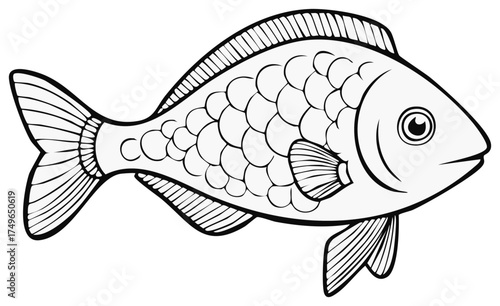 Simple Cartoon Fish Illustration for Coloring or Design Projects