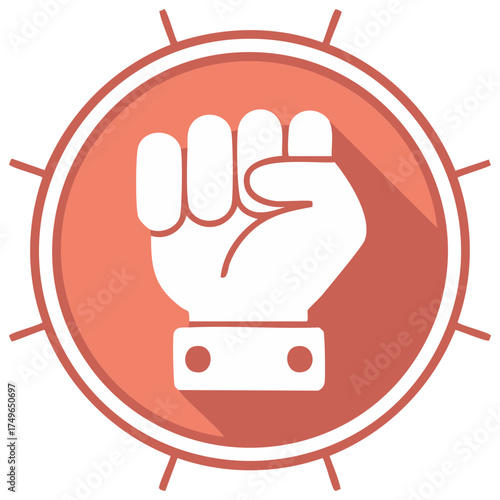 Power fist icon with long shadow graphic for protest solidarity and empowerment