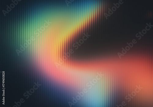 An abstract digital wallpaper showing iridescent light refracting through a textured glass surface, creating a soft, colorful gradient wave