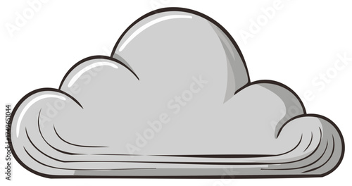 Stylized Gray Cloud with a Smooth Curved Shape and Dark Outline