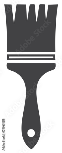 Painter's brush icon design element for home renovation projects with bristle details and handle with hole