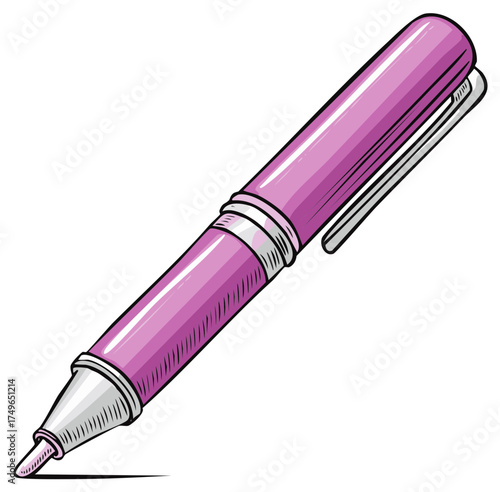 Stylish pink felt tip pen drawing a line with black ink on plain surface for creative design