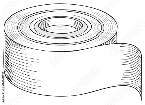 Illustration of Roll of Tape Dispenser with Space for Text or Branding