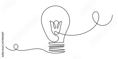 One line drawing light bulb icon vector. innovation concepts and sparking imagination symbol. vector illustration.
