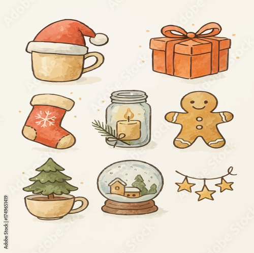 This beautifully crafted Christmas icon bundle vector captures the joyful essence of the holiday season with a clean, modern, and festive design. The set includes a variety of detailed Xmas symbols su