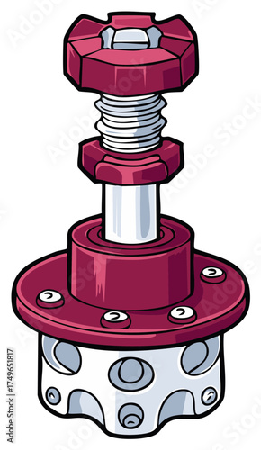 Red and White Cartoonish Industrial Adjustment Mechanism