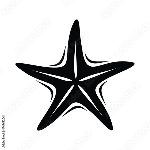 Stylized black starfish silhouette marine life ocean