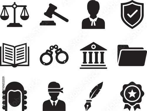 Law & Justice Icons - Court, Attorney, Legal, Rights, Security