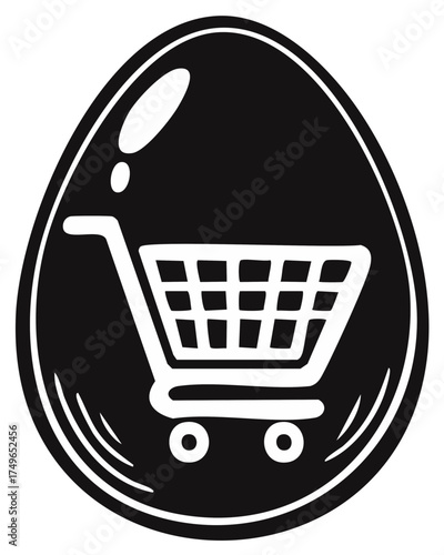 Shopping Cart Egg Icon Fresh Produce Market Concept Retail Supermarket Grocery