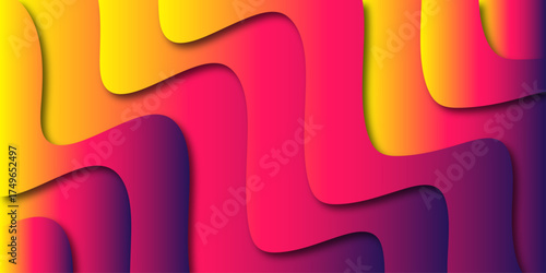 Multi layers 3D papercut color vector background design effect. For web, wall paper, brochure and other pattern designs. Geometric technology abstract pattern.