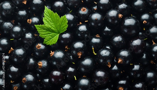 Blackberries and a Single Green Leaf.