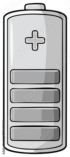 Cartoon style battery with partial power levels shown in gray scale