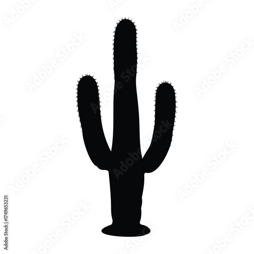 Tall Saguaro Cactus Silhouette black desert