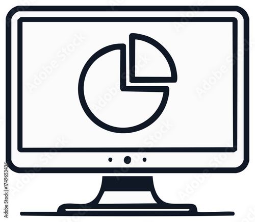 Data analysis pie chart displayed on computer screen for business intelligence insights