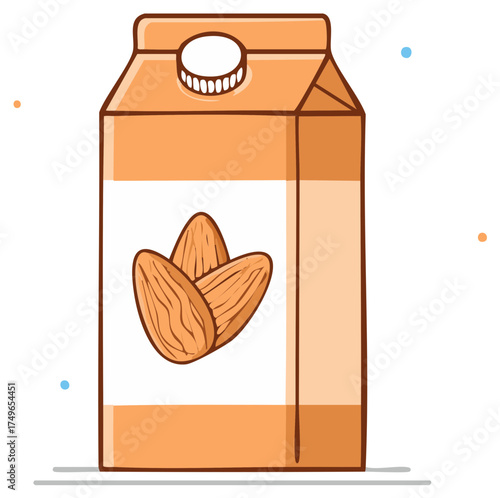 Vector illustration of a carton of almond milk for a healthy plant based diet