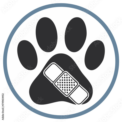 Veterinary Clinic Paw Icon With Bandage Medical Care Symbol