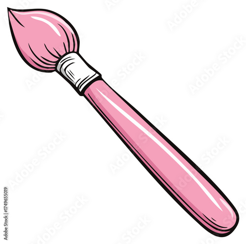 Cartoon artist paintbrush illustration in pink color. Vector graphic of an art tool for painting and creativity.
