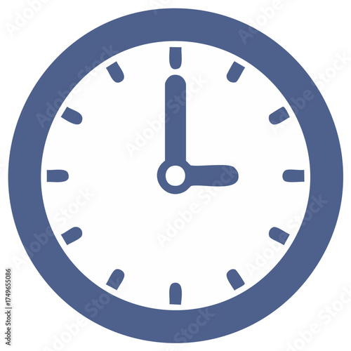 Stylized Clock Graphic Showing Three O'Clock Timekeeping Illustration