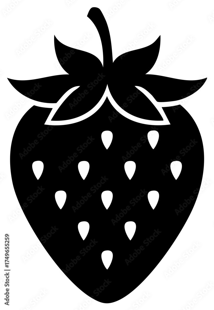 Obraz premium Stylized Strawberry Silhouette with Seeds Graphic Icon or Symbol Isolated