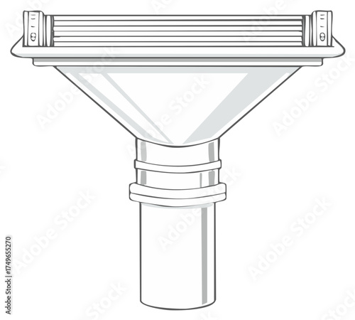 Stylized Illustration of a Multi Blade Razor Head with Cone Handle and Simple Design