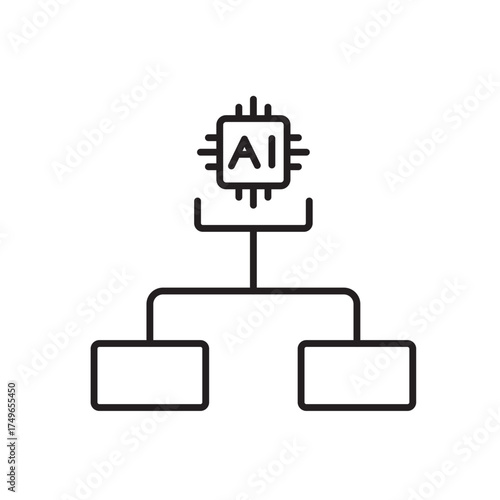 A vector icon representing a tree diagram for AI-powered hierarchical data visualization, created in line style with editable stroke