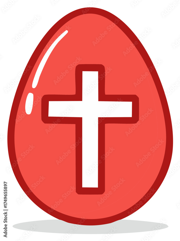 Fototapeta premium Red Easter Egg with Christian Cross Holiday Season Design