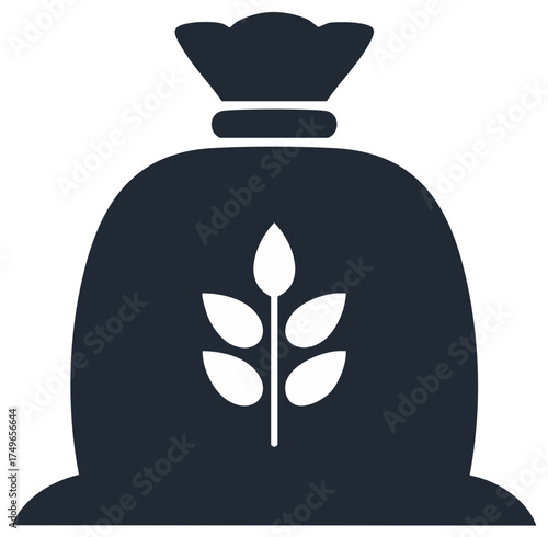 Dark sack with wheat sprout symbol agriculture concept