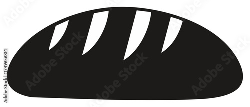 Simple black silhouette of a loaf of bread with score marks