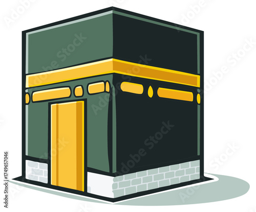 Vector illustration of the Holy Kaaba a sacred Islamic building for pilgrimage and prayer