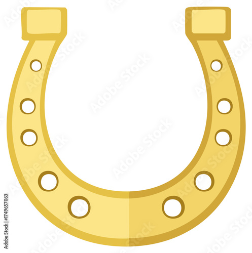 Bright Golden Horseshoe Symbol of Good Luck and Fortune Flat Design Icon